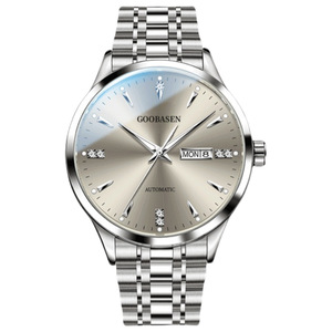 Goobasen Montre mécanique automatique pour homme, bracelet en acier inoxydable, cadran argenté, affichage de la date, étanche 30M - Product Image 5