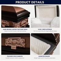 Joint d'étanchéité pour cercueil bicolore cuivre bronze foncé style américain, calibre 20, intérieur en crêpe ivoire, vente en gros directe usine