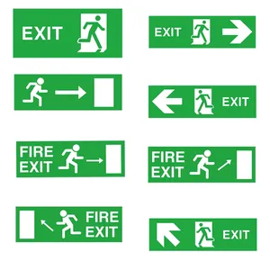 Self-luminous Fire Evacuation Luminous Emergency Warning Signs Directional Guide Board Wall Sticker Safety Exit Signage