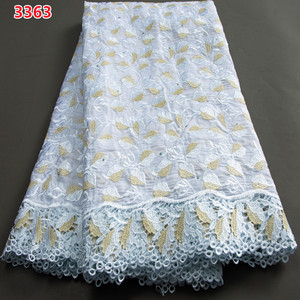3363 semplice tessuto in Voile svizzero africano in pizzo con strass di alta qualità in stile Dubai di cotone pizzo a secco per le donne - Product Image 3