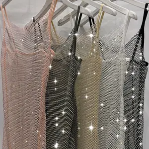 Robe de soirée en cristal pour femmes, vêtements de Club élégants avec strass, nouvelle collection