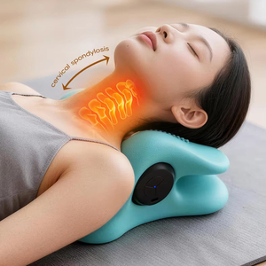 Masseur cervical électrique à compresse chaude et magnétothérapie, oreiller de massage vibrant pour le cou et les épaules avec chaleur - Product Image 2