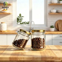 Stoples Kaca Silinder Pendek Tebal 280ml Bening Dilengkapi Tutup Wadah Kaca untuk Selai Kacang Saus Cabai Acar Sayuran