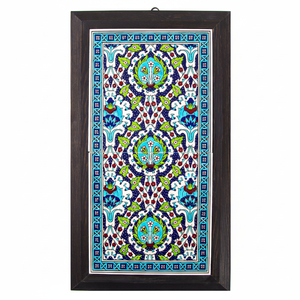 Decoración de Pared de Cerámica Pintada a Mano Turca, con Marco, 20x40 cm, Azulejo de Turquía - Product Image 2