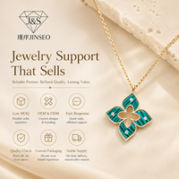 Collier Pendentif Trèfle Ajoure en Argent Sterling S925 avec Malachite Naturelle, Plaqué Or Rose Vintage, Bijoux pour Boutiques et Vente au Détail