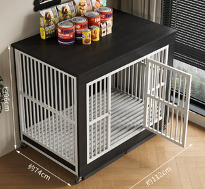 PetFit Meubles de cage pour chien en bois robustes avec plateau en plastique fermeture à bouton pour petits chiens moyens épais anti-morsure <span class=keywords><strong>lit</strong></span> de luxe pour animaux de compagnie - Product Image 6