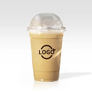 Özel logo Frappe fincan tek kullanımlık evcil hayvan kabı 12oz 14oz 16oz 18oz 20oz 22oz 24oz yüzlü soğuk içecekler şeffaf plastik buzlu kahve bardakları