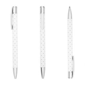 Bolígrafo Blanco con Detalles Dorados y Diseño de Puntos, Venta al Por Mayor, Personalizable con Logotipo y Color - Product Image 2