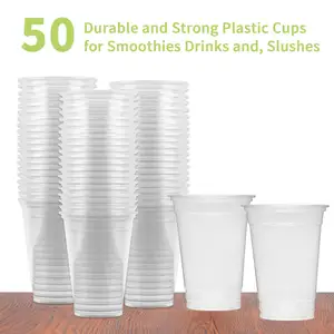 כוסות פלסטיק עמידות וחזקות 8 10 12 16 20 24oz PET כוסות קינוח עם מכסה לשייק תה חלב