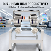 Machine à broder informatisée Powershine 15 à 12 aiguilles et 2 têtes pour casquettes, t-shirts, vêtements finis, chaussettes plates, puissance 4KW, garantie 1 an