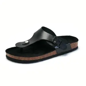 New Style Footwear Buckle Strap Flats sandals for women and ladies cork flipflops Slippers