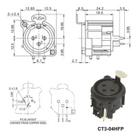 XLR-Buchse 3-polig Messing Audio-Verstärker Panel-Chassis-Montagebuchse Schwarz 1500V AC 250V DC 5000 Zyklen Lebensdauer 100M