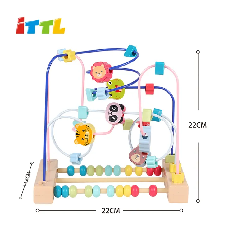 Plastic musical beaded baby toy Fruit ocean animal children's steam educational beaded toy