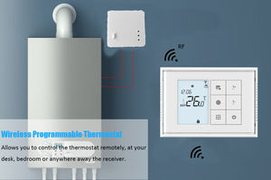 HY010 RF <span class=keywords><strong>WiFi</strong></span> <span class=keywords><strong>Termostato</strong></span> de calefacción inalámbrico RF <span class=keywords><strong>Termostato</strong></span> de calefacción Digital programable RF con soporte para caldera de Gas alimentado por batería - Product Image 4
