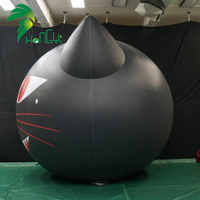 Ballon publicitaire gonflable personnalisé en forme de chat noir Hongyi 2026, en bâche PVC, avec logo LED
