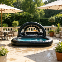 Canapé gonflable personnalisé GOLDEN ART en tissu Oxford pour piscine, avec auvent de protection, grande cabane lounge 4x4m pour se détendre dans l'eau