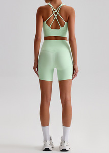 Completo Sportivo da Donna Traspirante Aderente con Reggiseno e <span class=keywords><strong>Pantaloncini</strong></span> Effetto Nudo per Palestra, Corsa, Fitness e Yoga - Product Image 6