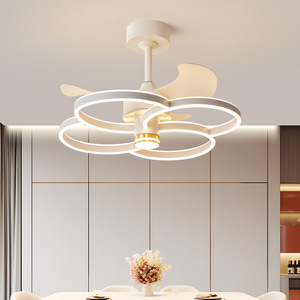 Ventilador de techo LED minimalista moderno con aspas de plástico ocultas, 200W, control inteligente para sala de estar, dormitorio, balcón - Product Image 3