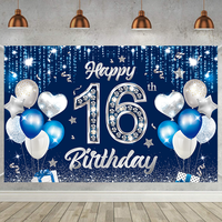 Großhandelspreis Happy Birthday Banner 6,1*2,9ft Rosa Blumen-Ballon 18. Geburtstag Hintergrund für Mädchen Geburtstagsfeier Dekoration