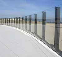 Rampe extérieure en verre pour balcon Rampes d'escalier Finition satinée Acier inoxydable Application murale Fonction de sécurité pour hôtels