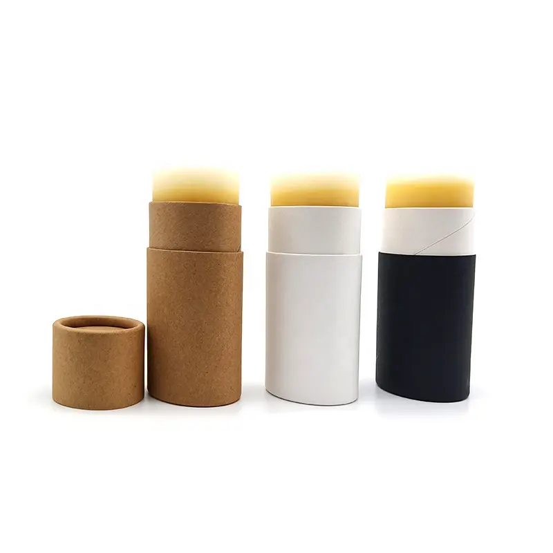 2 Oz Biologisch Afbreekbaar Kraft Karton Deodorant Ovale Vorm Push Up Papier Buis Verpakking Voor Lippenbalsem