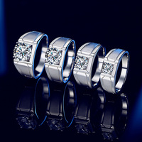 Bague pour homme en argent sterling ajustable et redimensionnable, 0,3-3 carats, VVS, simple, avec diamant ou moissanite, pour mariage ou fiançailles