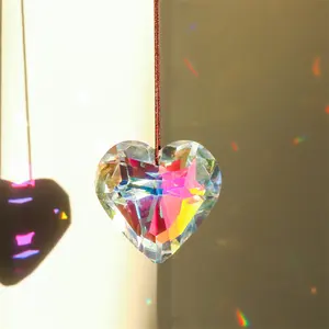 Wholesale Heart Crystal Pendant Craft Ornaments Accessories Sun Catcher Chandelier Ornaments Lighting Pendant