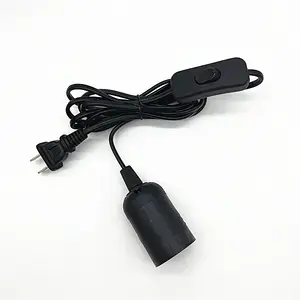 AC power cord with 303 switch to E26/E27 lamp holder power cord for LED bulbs