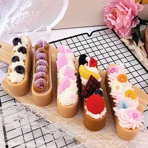 Tùy chỉnh chất lượng cao Kem bánh tráng miệng hình dạng nến món quà sinh nhật handmade nến thơm