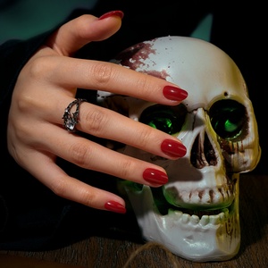 Private Label Handmade Fake False <b>Nails</b> <b>Set</b> Wholesale Halloween Christmas Solid Color Short Oval Red Soft Gel Press on <b>Nails</b> - Product Image 1