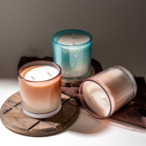AIKUN Custom Luxury Soy Wax Gradient Color Glass Jar Scented <b>Candle</b> Wholesale Private Custom Label Aromatherapy Scented <b>Candles</b> - Product Image 3