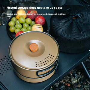 Set di Pentole da Campeggio in Acciaio Inox 304 Resistente alle Alte Temperature con Padella per 2-3 Persone, Kit Cucina Pieghevole da Esterno - Product Image 4