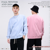 Sweatshirt Crewneck poliester katun Logo kustom kualitas tinggi 400 gram Pullover polos berat berat Unisex longgar ODM