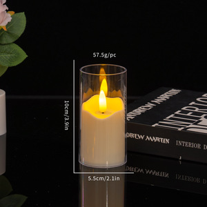 Bougie cylindrique LED coupe-vent, bougie en cire à flamme vacillante simulée avec base en métal pour cheminée de Noël - Product Image 5