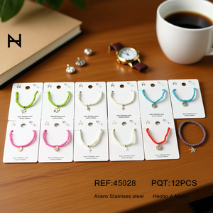 Pulsera Elástica de Cuentas de Acero Inoxidable Angelina, Juego de 12 Piezas, Estilo Lindo Unisex, Joyería de Moda, Regalo - Product Image 5