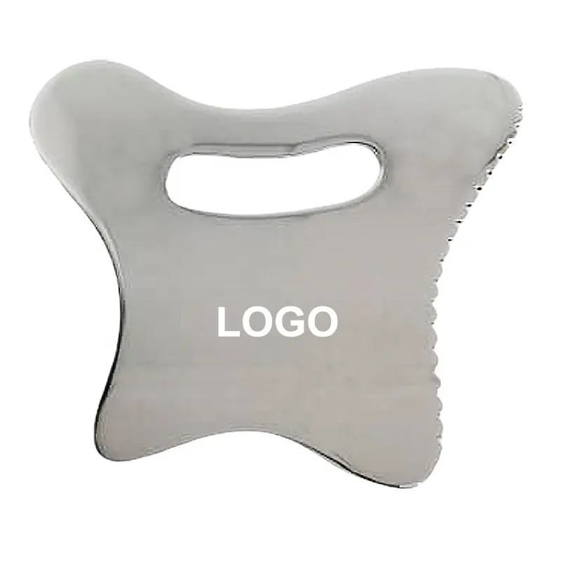 Logotipo personalizado cuerpo Guasha herramientas de raspado cuchillo de acero inoxidable Guasha para fisioterapia herramienta de masaje de raspado de cuerpo entero grande