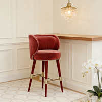 Tabourets de bar modernes de luxe léger, chaises hautes robustes pour usage domestique et commercial, salle à manger/salon, construction en bois et velours