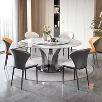 Ensemble table et chaises de salle à manger modernes et minimalistes avec plateau en pierre brillante ; Table à manger pivotante compacte pour petites maisons, au design élégant