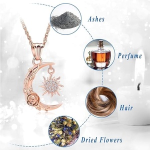 Collana Urna Personalizzata Luna e Sole Rosa per Ceneri di Animali Domestici, Gioiello Commemorativo <span class=keywords><strong>in</strong></span> Acciaio Inossidabile - Product Image 5