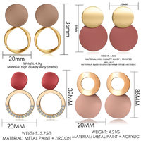 Pendientes de Mujer, Pendientes Coreanos Colgantes para Mujer, Pendientes Geométricos Redondos Dorados, Tendencia de Moda 2021, Joyería Femenina