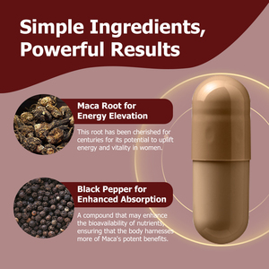 Capsules de racine de Maca de haute qualité pour femmes, mélange de racine de Maca, soutien énergétique, favorise la performance et l'énergie. - Product Image 4