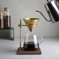 Filtre à café en acier inoxydable 304 de qualité alimentaire, double maille, réutilisable, sans papier, avec support