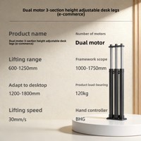 Nouveau cadre de bureau électrique à double moteur en acier inoxydable à trois sections 2025 avec capacité de charge de 120 kg pour bureaux de jeu informatique