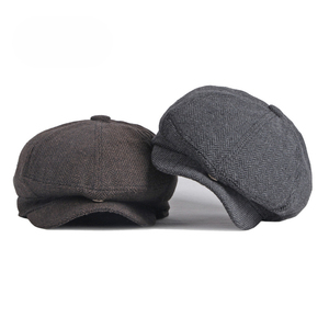 Sombreros para <span class=keywords><strong>hombre</strong></span> de mediana edad y mayores, boina vaquera de primavera y otoño, gorra de estilón, boina a rayas, estilo retro británico - Product Image 4