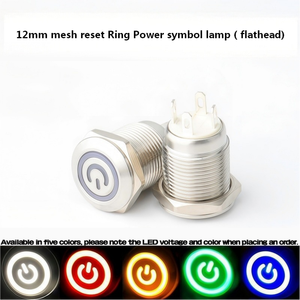 Interrupteur combiné 220V 3A, 1NO, protection IP67, bouton en acier inoxydable de 12 mm, tête plate, anneau lumineux LED - Product Image 5