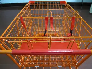 Carts Carts And Carts MOQ 100 PCS Wire Basket Cart With Wheels 250L Hypermarket Carts With 2 Child Seats Supermarket Large Metal Cart