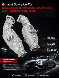 Downpipe <span class=keywords><strong>Moteur</strong></span> Haute Performance avec Isolation pour Mercedes C43 W205 E43 W213 GLC43 GLE43 AMG 3.0T M276 2016+ – Tuyau d'Échappement à Haut Débit 2.36 pouces, Paroi 1.5MM - Product Image 5