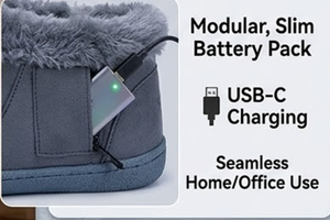 Pantuflas Calefactables Recargables para Hombre y Mujer, Botines Calefactables Inteligentes USB, Zapatos Antideslizantes para Calentar los Pies en Casa y la Oficina - Product Image 3