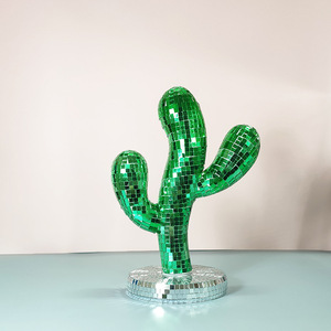 Estatua de Cactus con Espejo <span class=keywords><strong>Disco</strong></span>, Decoración de Cactus con Espejo de Mosaico Verde para Habitación de Estética Tropical, Adorno para el Hogar, Decoración <span class=keywords><strong>Disco</strong></span> - Product Image 5