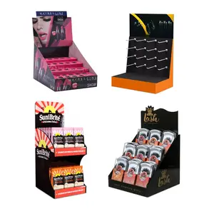 Papieren Teller Cosmetische Displaydoos Stand Gegolfd Cosmetisch Product Kartonnen Aanrechtblad Staat Voor Nagellak